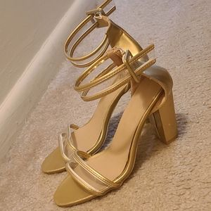 Gold high heel sandles